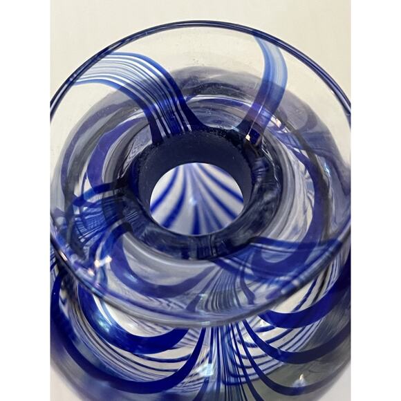 MMA art glass Blue swirl perfume bottle Paperweight 4.5”x 3” Marigold Glass - Picture 6 of 9